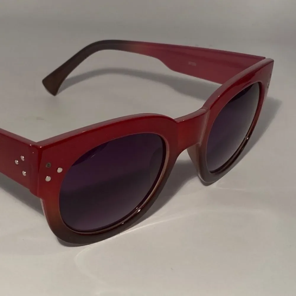 0541 Dark Red Sweetheart Oversize Sunglasses UV Protection New - Picture 7 of 8